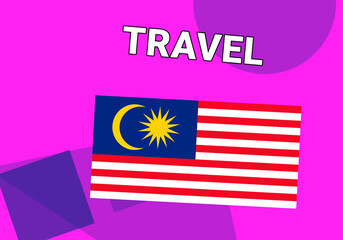 Malaysia travel. Government flag on colorful. Kuala Lumpur Malaysia travel concept