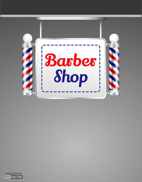 set of realistic barber shop signboard isolated, or vintage fashioned glass barber shop poles or strip vintage barbershop sign. eps vector
