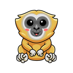 Cute little gibbon cartoon sitting