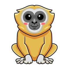 Cute little gibbon cartoon sitting