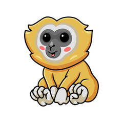 Cute little gibbon cartoon sitting