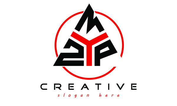 ZMP three letter creative triangle shape in circle logo design vector template. typography logo | Letter mark logo | initial logo | wordmark logo | minimalist logo | gaming logo | emblem logo