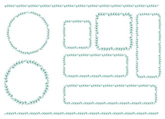 手描き葉っぱのフレーム、バナーセット