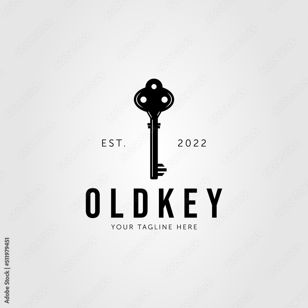 Wall mural vintage key and old lock logo vector illustration design