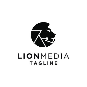 creative lion and lens logo, icon and vector