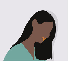 Portrait fashionable black woman. Flat cartoon vector illustration. Home decor wall art. Modern printable fashion poster.