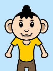 cute boy cartoon on blue background