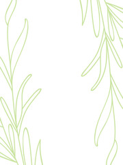 white background with plants on right and left