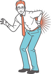 腰痛で腰を押さえるビジネスマン