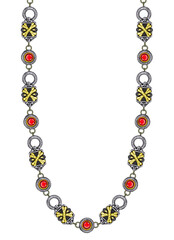 Jewelry design cross bone art necklace . Hand drawing and painting on paper.