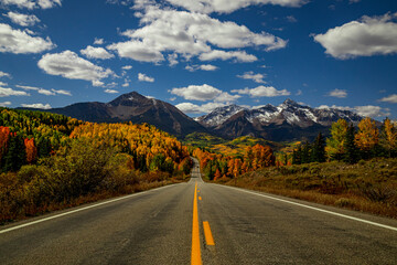 Peak Fall color along San Juan Skyway Scenic Byway near Telluride Colorado