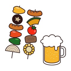 串焼きと生ビール