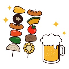 串焼きと生ビール