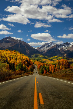 Peak Fall color along San Juan Skyway Scenic Byway near Telluride Colorado