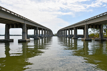 Riverfront under the bridge near Cocoa Village in Brevard County, Florida. 