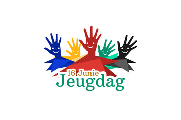 Translation: June 16. Youth Day. Youth day (Jeugdag) National day of South Africa Vector illustration. Suitable for greeting card, poster and banner.