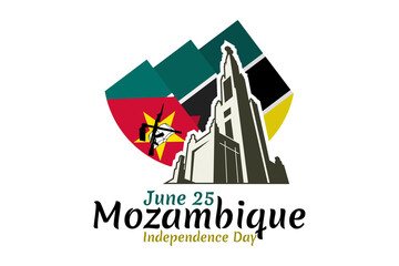 June 25, Independence day of Mozambique vector illustration. Suitable for greeting card, poster and banner 