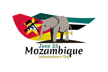 June 25, Independence day of Mozambique vector illustration. Suitable for greeting card, poster and banner 