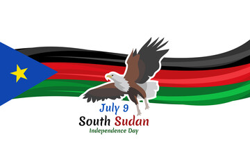 July 9, Independence Day of South Sudan vector illustration. Suitable for greeting card, poster and banner.