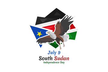 July 9, Independence Day of South Sudan vector illustration. Suitable for greeting card, poster and banner.