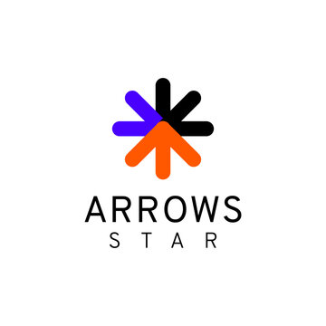 flat arrow star logo template 