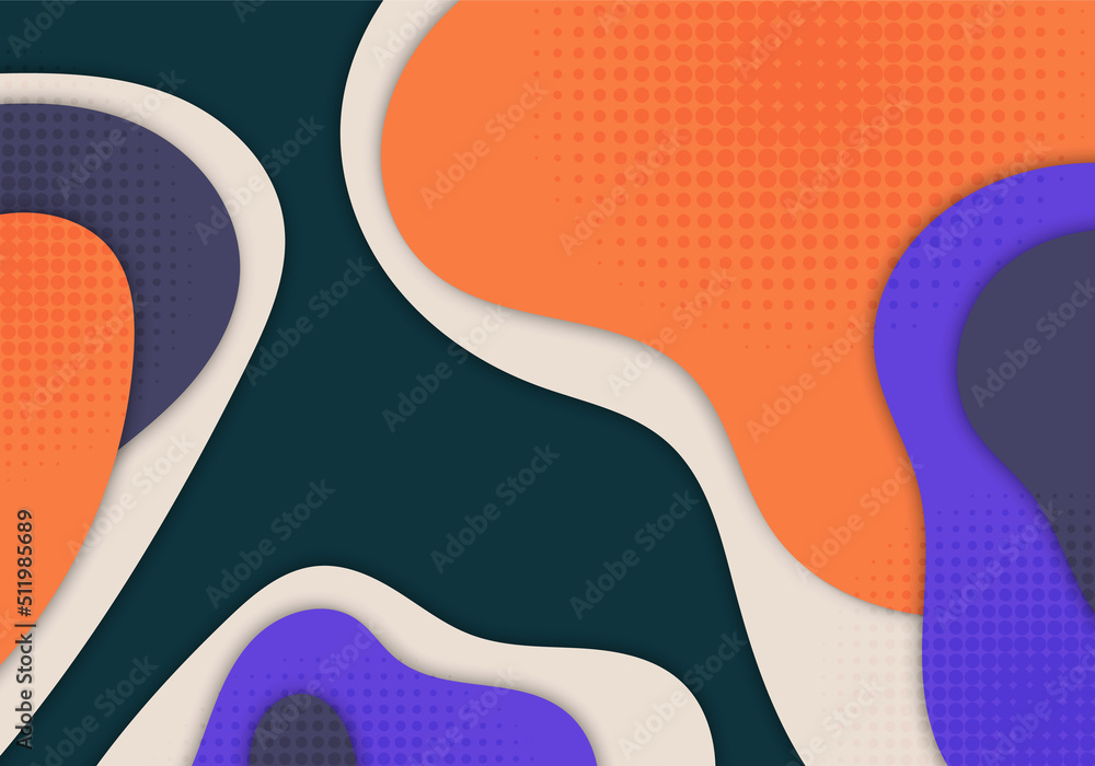 Poster abstract colorful doodle template design of minimal fluid style. overlapping artwork template artwor
