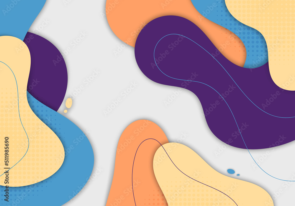 Poster abstract doodle template design of colorful style with free shape. overlapping artwork decorative ba