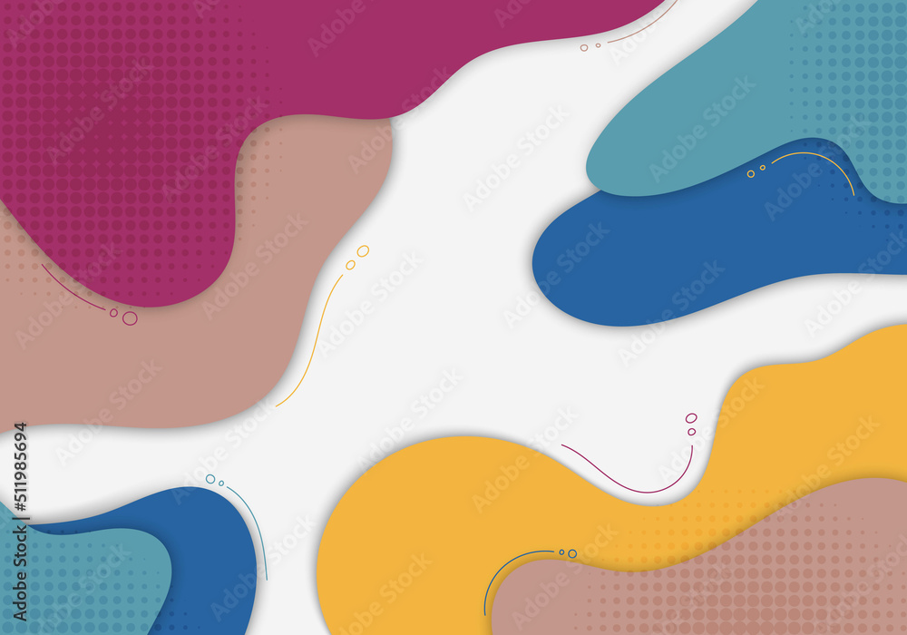 Poster abstract doodles colorful design decorative style. overlapping wit halftone design background.