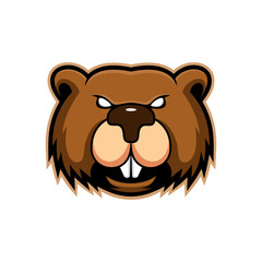 beaver head mascot logo - obrazy, fototapety, plakaty