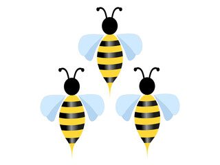 Three Bees Flying in Triangle Shape Vector Designs
