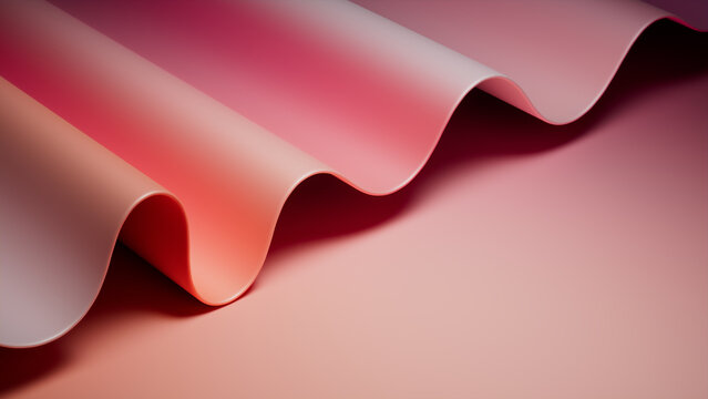 Undulating Coral and Pink Surface with Copy-Space. Contemporary 3D Abstract Background.