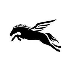 New abstract unicorn flying Horse head logo on White background