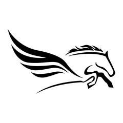 New abstract unicorn flying Horse head logo on White background