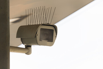 Closeup fixed surveillance camera concept video observation
