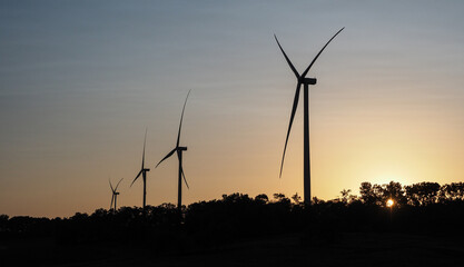 Rural wind turbines in US countryside