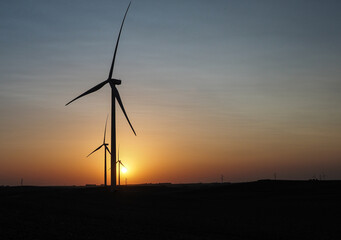 Rural wind turbines in US countryside