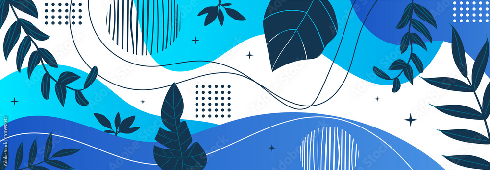 Aufkleber botanical minimalistic banner. modern style with organic patterns and geometric shapes. graphic elem