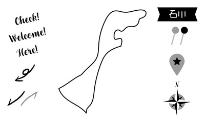 石川　モノクロ　ピンと矢印のセット