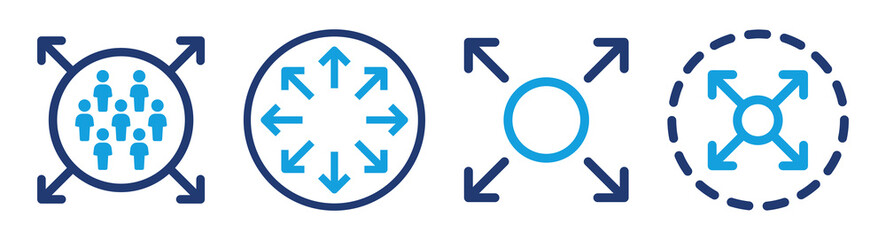 Capacity outline icon set vector illustration. Expand size sign with arrow symbol.