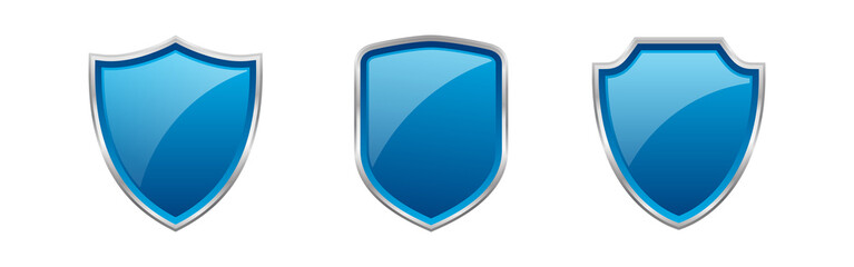 Vector blue 3d shield protections - obrazy, fototapety, plakaty