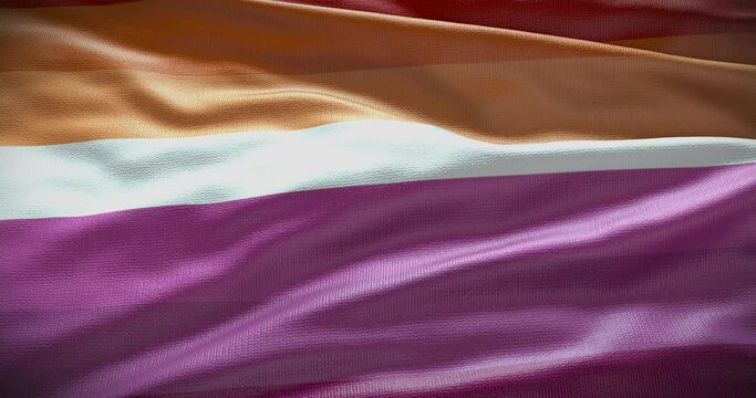 Lesbian symbol flag background. Waving flag 4k backdrop