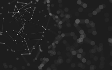 Abstract background. Molecules technology with polygonal shapes, connecting dots and lines. Connection structure. Big data visualization.