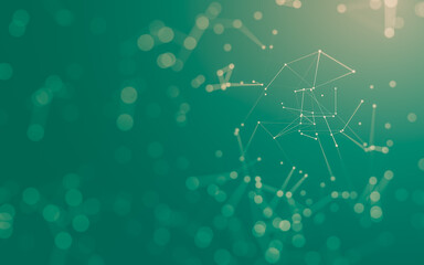 Abstract background. Molecules technology with polygonal shapes, connecting dots and lines. Connection structure. Big data visualization.
