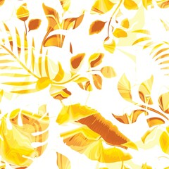 brown yellow abstract tropical seamless pattern on white background. artistic background vector. fashionable prints texture. Floral background. Exotic tropics. Summer design. nature wallpaper