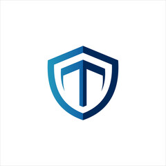 Modern letter T shield logo illustration design