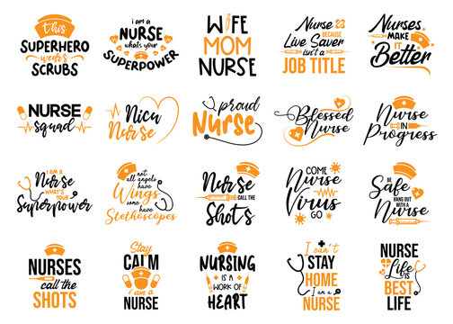 nurse quotes lettering vector bundle