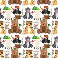 Cute animals seamless pattern