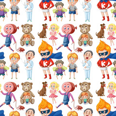 Children cartoon character seamless pattern