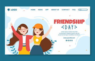 Happy Friendship Day Social Media Banner Template Flat Cartoon Background Vector Illustration
