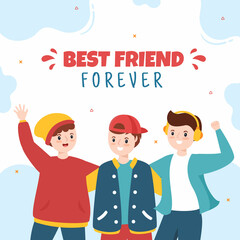 Happy Friendship Day Social Media Template Flat Cartoon Background Vector Illustration
